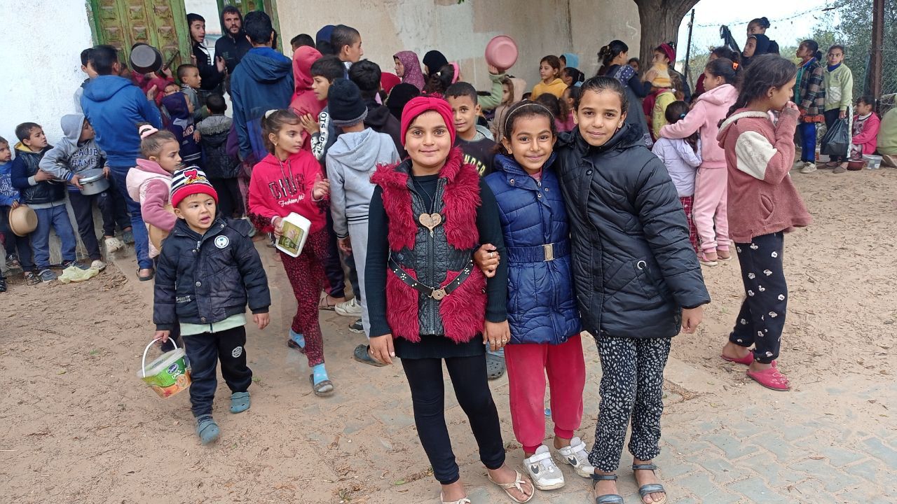 Children gathered in Gaza